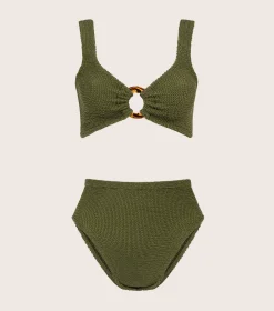 Hunza G Bikini Sets|Bralette-Nadine Bikini - Metallic Moss