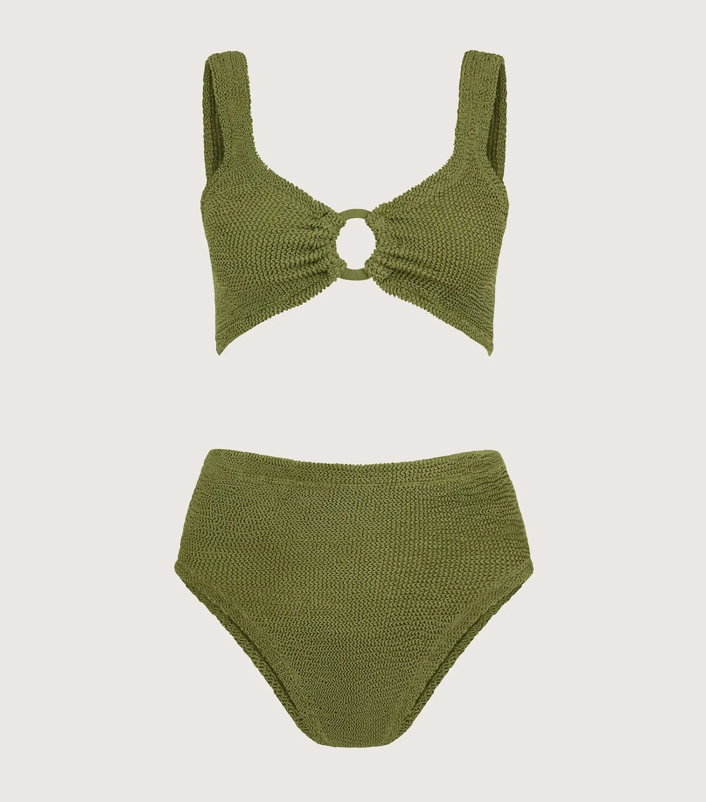 Hunza G Bikini Sets|Bralette-Nadine Bikini With Tonal Hoops - Metallic Moss