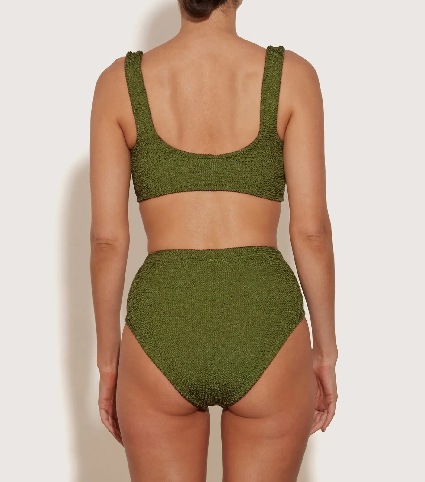Hunza G Bikini Sets|Bralette-Nadine Bikini With Tonal Hoops - Metallic Moss