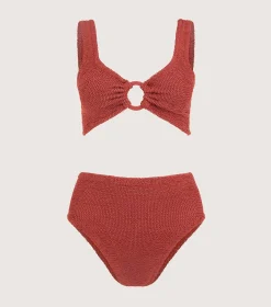 Hunza G Bikini Sets|Bralette-Nadine Bikini With Tonal Hoops - Metallic Rosewood