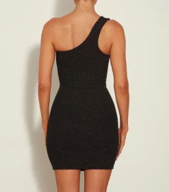 Hunza G Dresses-Nancy Lurex Dress - Black/Gold