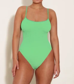 Hunza G Scoop Neck-Pamela Swim - Lime
