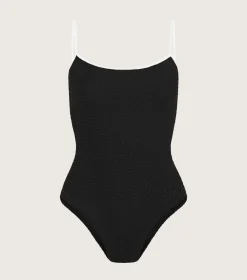 Hunza G Scoop Neck-Pamela Swim Contrast - Black/White