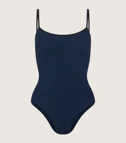 Hunza G Scoop Neck-Pamela Swim Contrast - Navy/Black