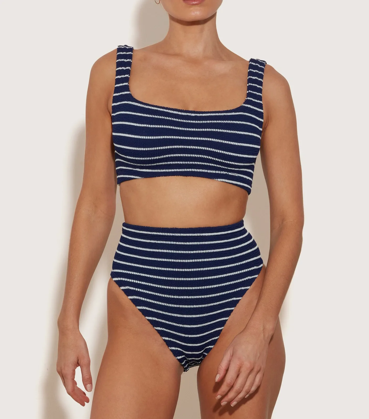 Hunza G Bikini Sets|Bralette-Patricia Bikini - Navy/White Stripe