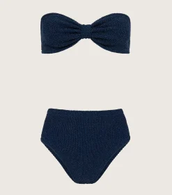 Hunza G Bikini Sets|Bandeau-Ruby Bikini Lurex - Navy/Silver