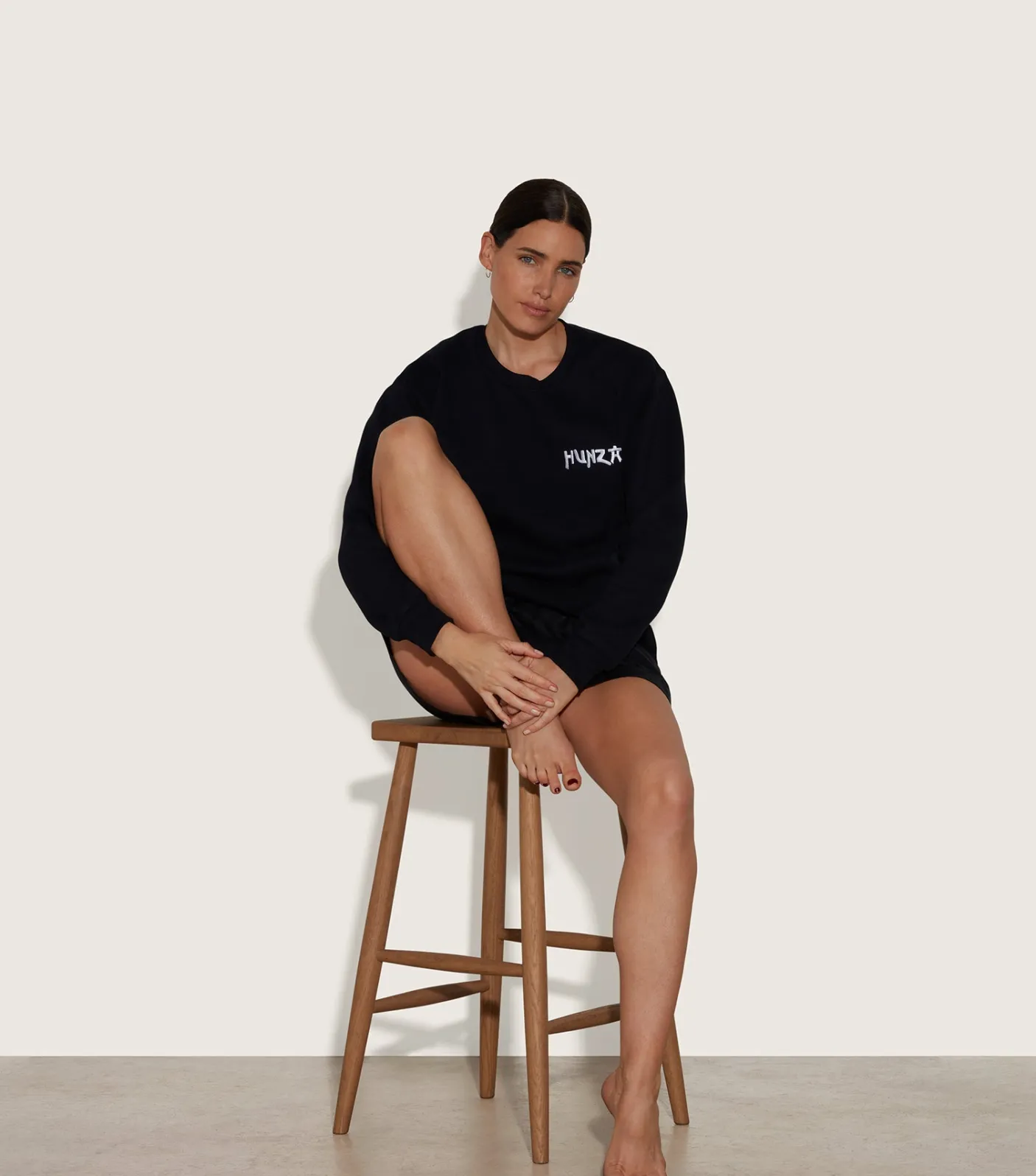 Hunza G Sweats|Shirts And Tops-80s Logo Sweatshirt - Black