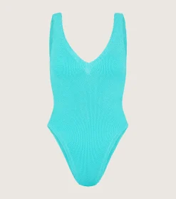 Hunza G V Neck-Sadie Swim - Aqua