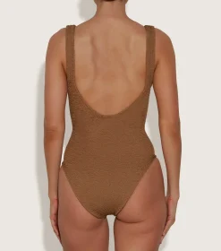 Hunza G V Neck-Sadie Swim - Metallic Cocoa