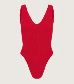 Hunza G V Neck-Sadie Swim - Red