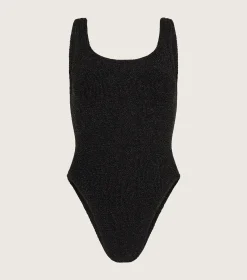 Hunza G Square Neck-Square Neck Lurex Swim - Black/Gold