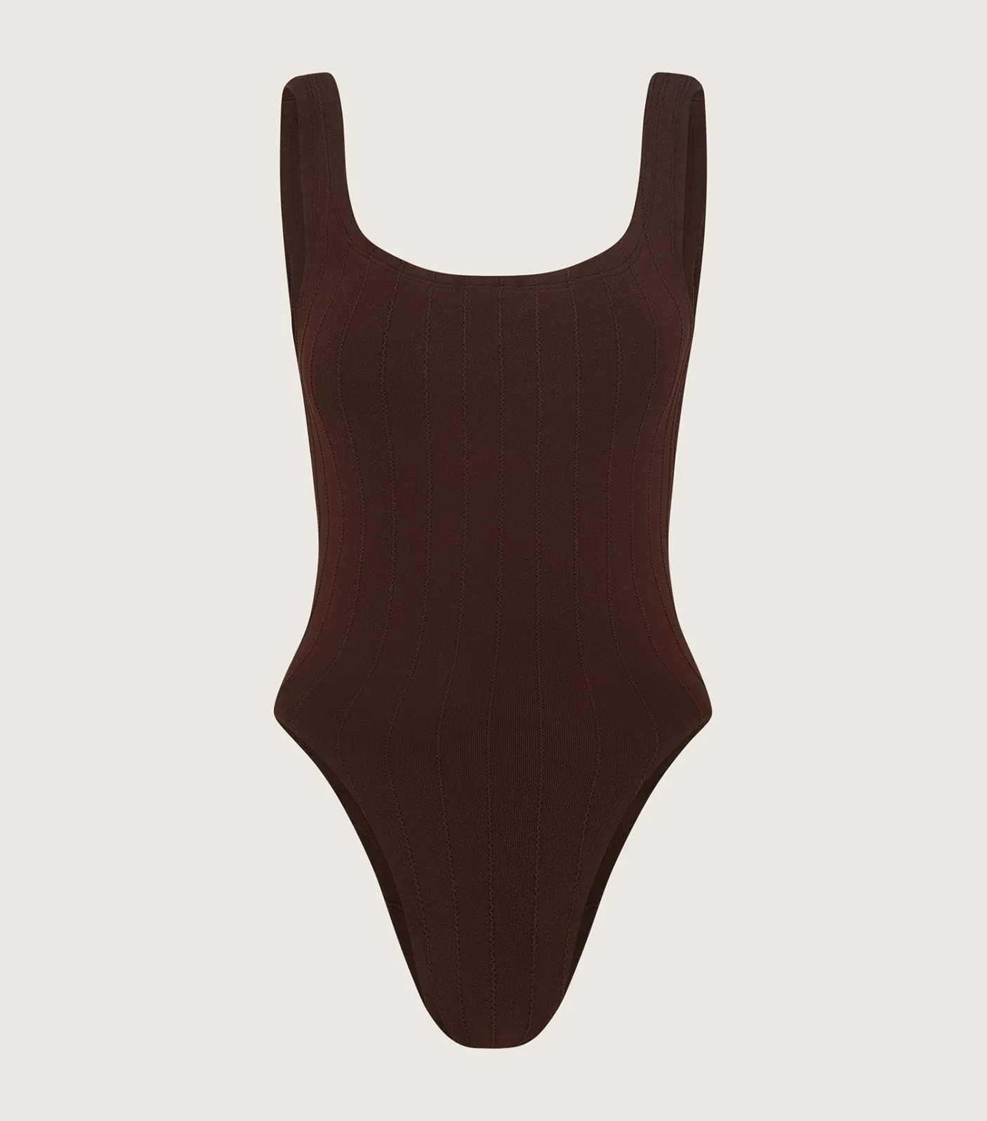 Hunza G Square Neck-Square Neck Nile Swim - Metallic Chocolate