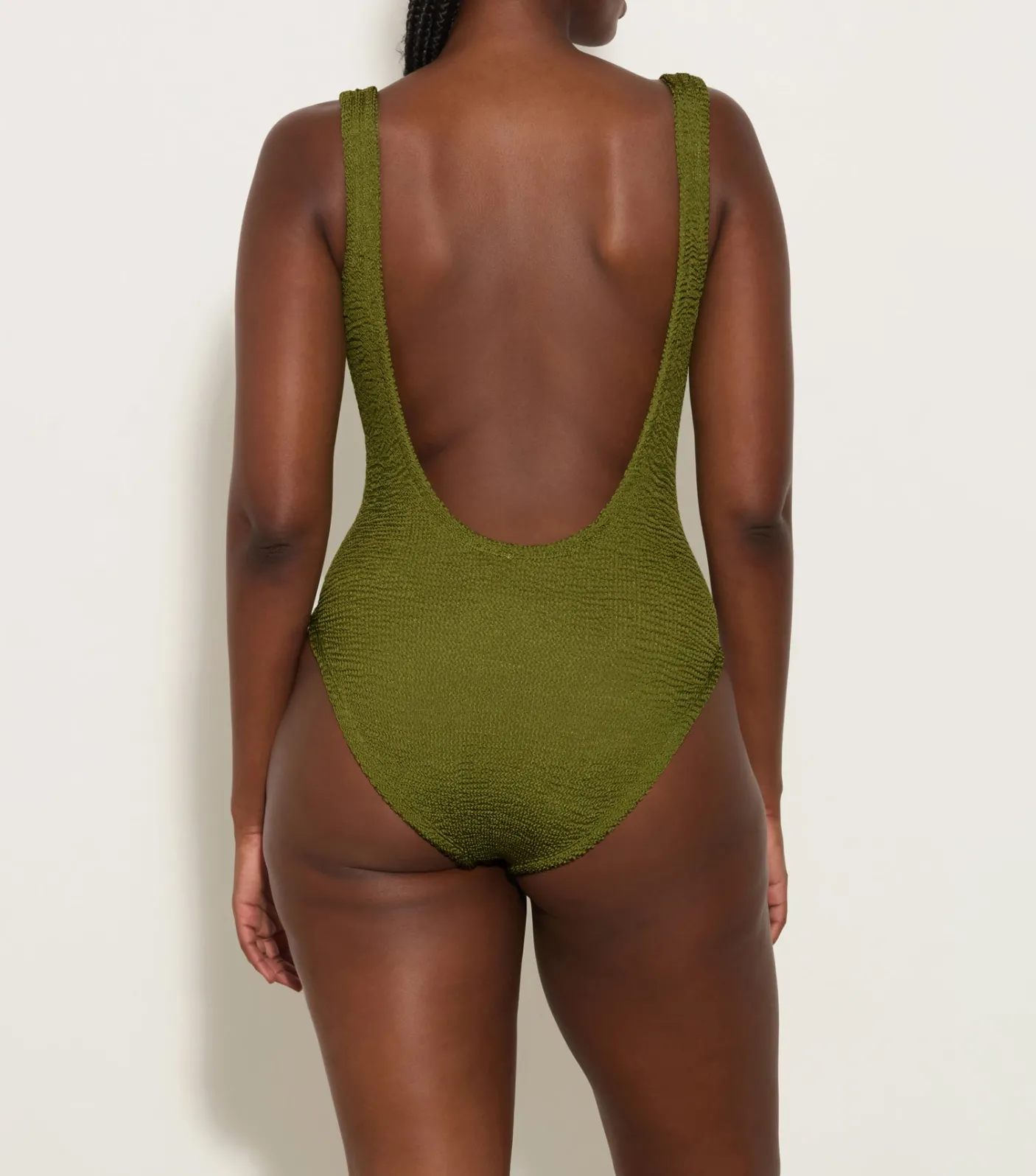 Hunza G Square Neck-Square Neck Swim - Metallic Moss