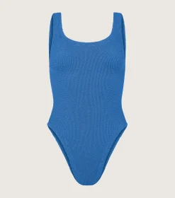 Hunza G Square Neck-Square Neck Swim - Metallic Denim