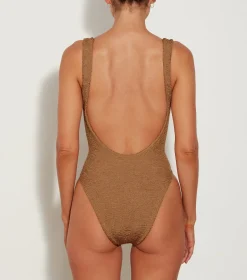 Hunza G Square Neck-Square Neck Swim - Metallic Cocoa