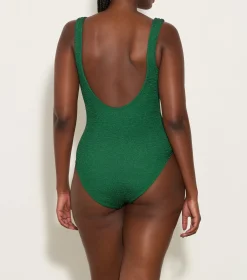 Hunza G Square Neck-Square Neck Swim - Metallic Forest Green