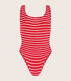 Hunza G Square Neck-Square Neck Swim - Red/White Stripe