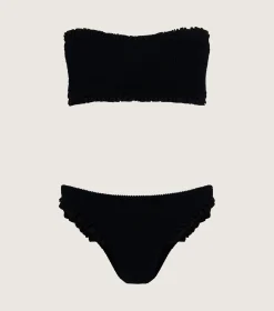 Hunza G Bikini Sets-Tracey Frill Bikini - Black