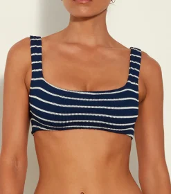 Hunza G Separates|Bralette-Xandra Bikini Top - Navy/White Stripe
