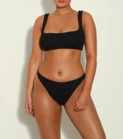 Hunza G Bikini Sets|Bralette-Xandra Lurex Bikini - Black/Gold